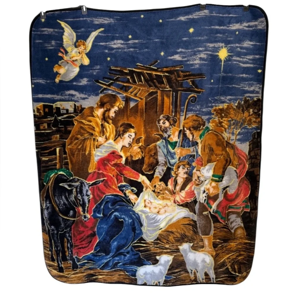 The Northwest Company Vintage Nativity Scene Plush Throw Blanket – 59” x 49”